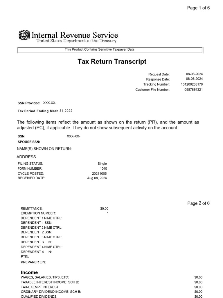 Leslie D Denny-New-Tax-Return-Transcript | PDF | Tax Deduction | Irs ...