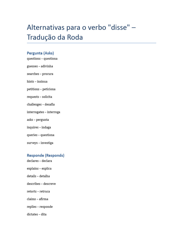Alternativas para o Verbo 
