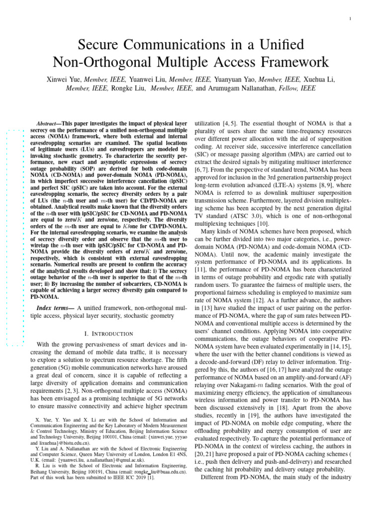 Secure NOMA Framework Analysis | PDF | Matrix (Mathematics) | Channel ...