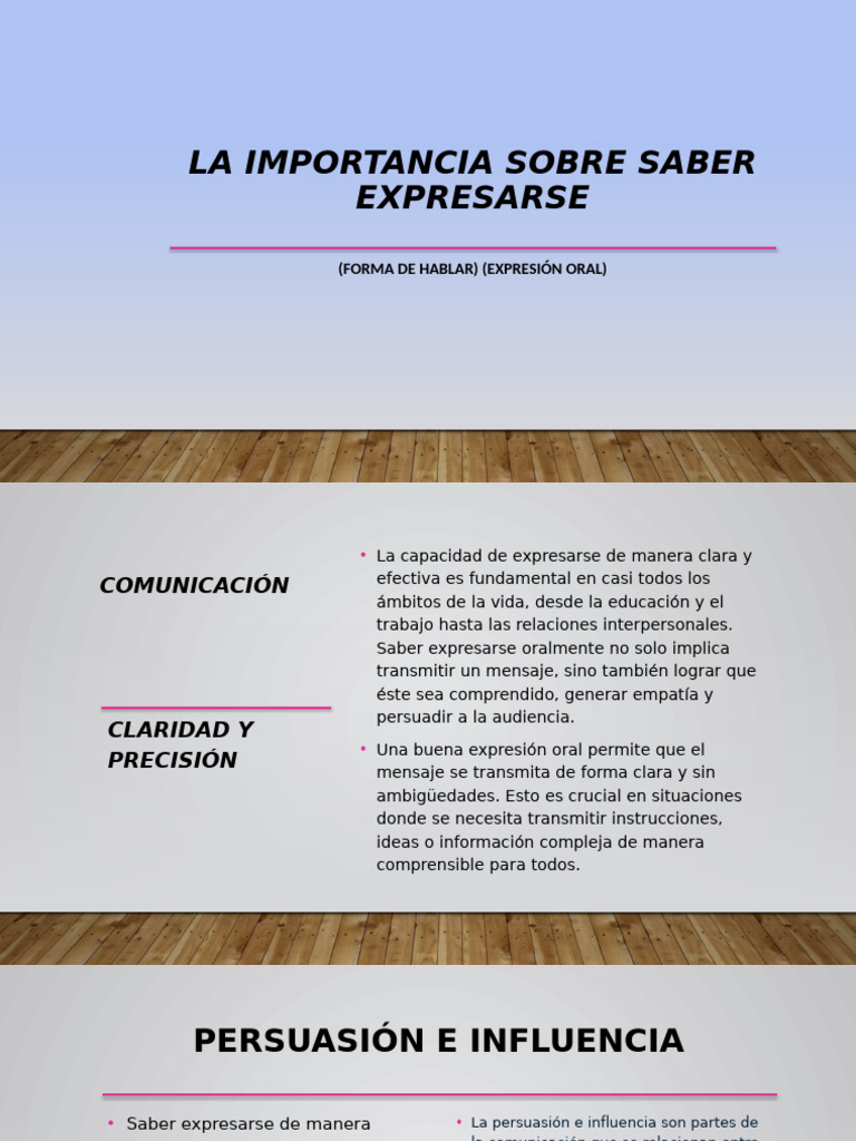 La Importancia Sobre Saber Expresarse | PDF | Comunicación | Persuasión