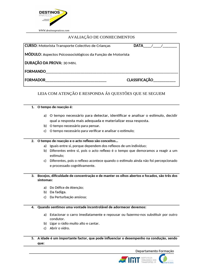 Teste Modulo V MTCC 2014 | PDF | Tempo | Atenção