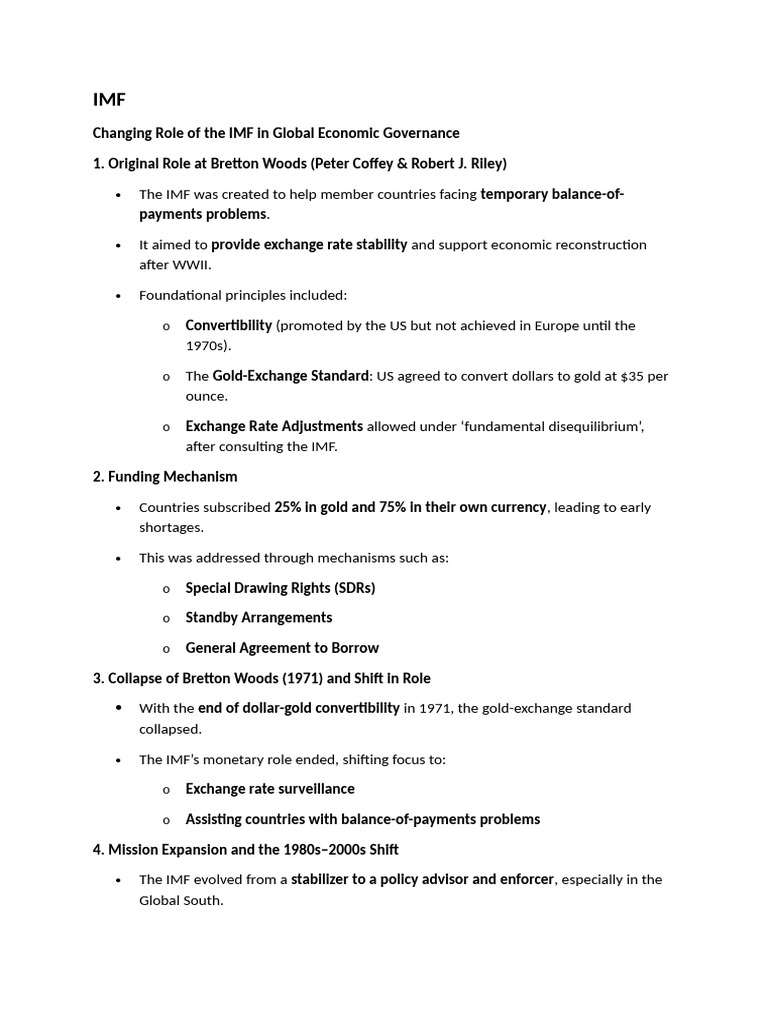 IMF's Evolving Role in Global Governance | PDF | International Monetary ...