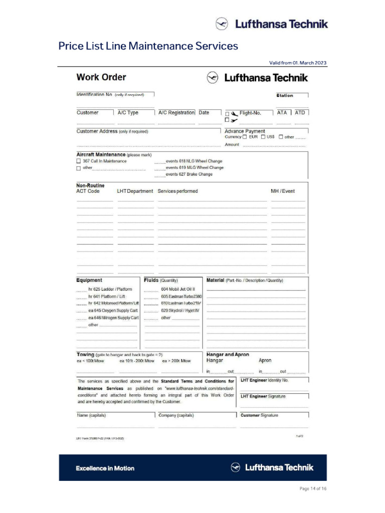 Work Order Luftansa | PDF