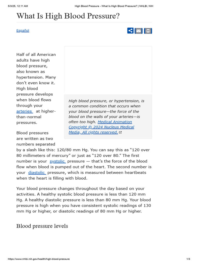 High Blood Pressure - What Is High Blood Pressure_ _ NHLBI, NIH | PDF ...