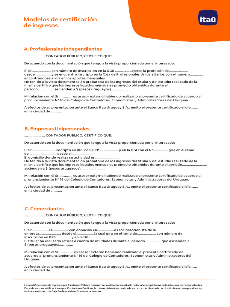 Modelos de Certificación de Ingresos | PDF | Contador