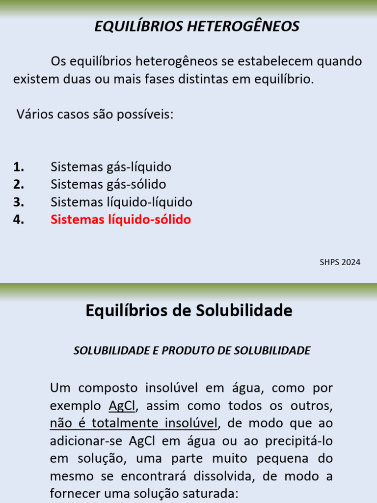 Equilíbrios Heterogêneos e Solubilidade | PDF | Solubilidade | Sal ...