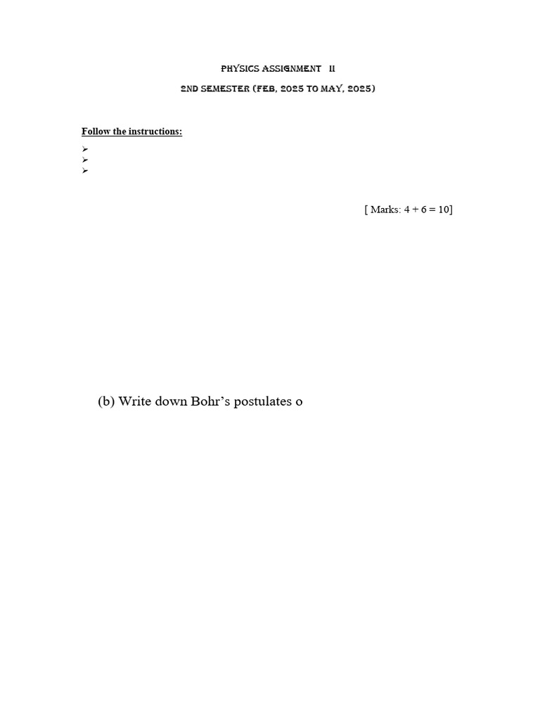 Physics Assignment II, 2025 - 2nd Sem | PDF