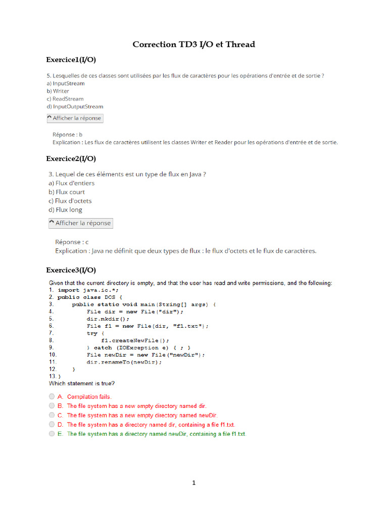 Correction TD3 : I/O et Threads | PDF