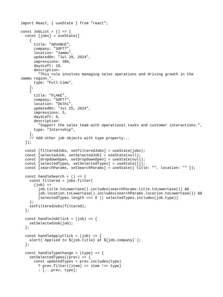 Job Listings and Filters Interface | PDF | Computer Programming | Computing