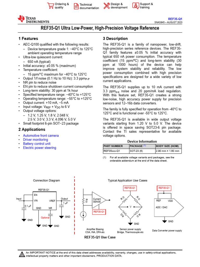 REF35-Q1: Precision Voltage Reference | PDF | Electrostatic Discharge ...