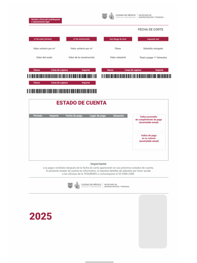 Propuesta de Pago Impuesto Predial 2025 | PDF | Gobierno
