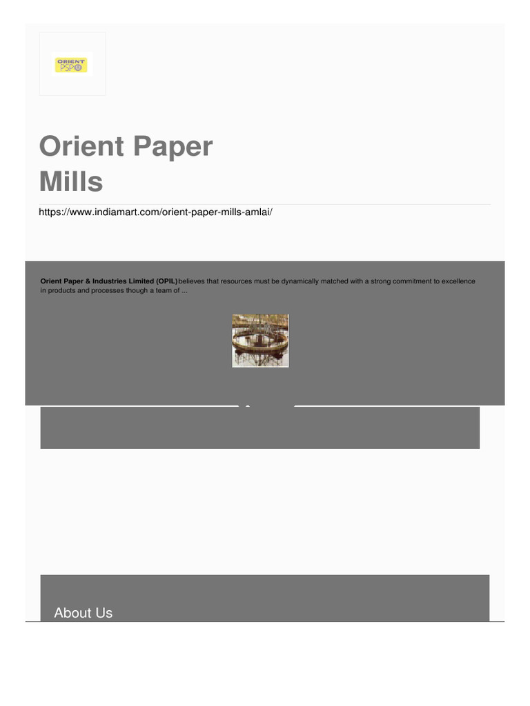 Orient Paper Mills | PDF