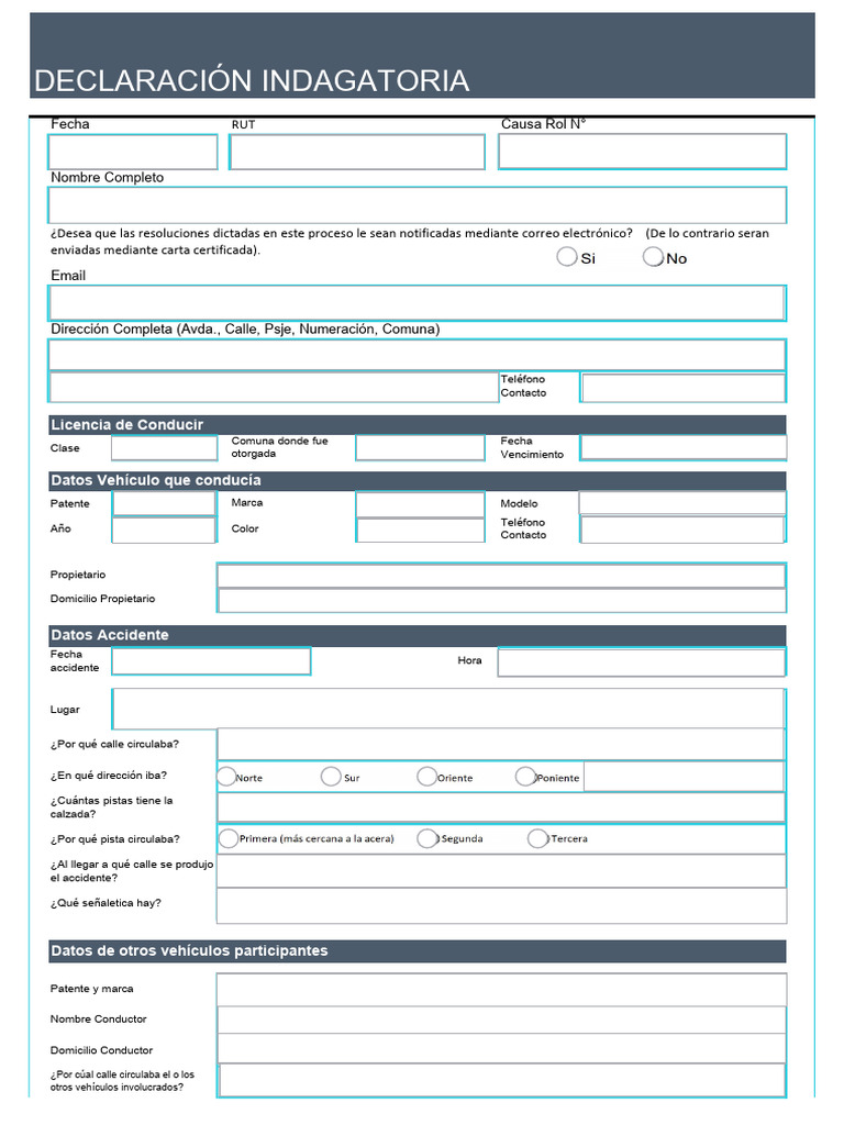 Indagatoria - Online Rellenable | PDF