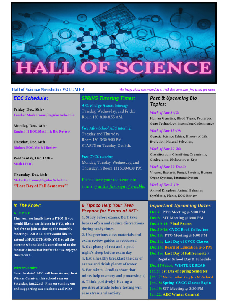 AEC Fall Semester Newsletter 2023 | PDF | Life Sciences | Biology