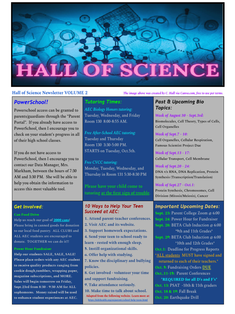 Hall of Science Newsletter - Thurs, 9 - 23 - 21 | PDF | Cell (Biology ...