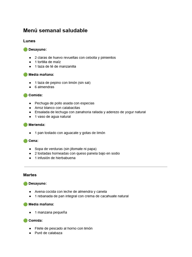 Menú Semanal Saludable y Variado | PDF | ensalada | Alimentos