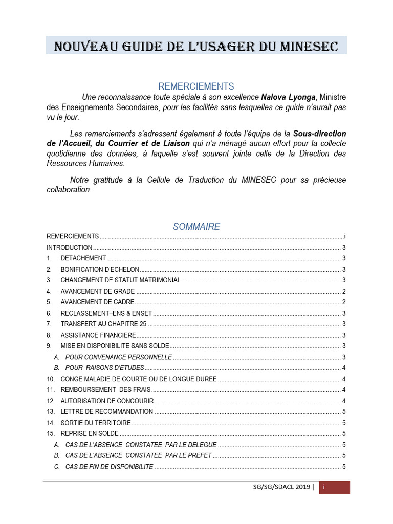 Guide de l'Usager du MINESEC 2019 | PDF | Mariage | Certificat de naissance