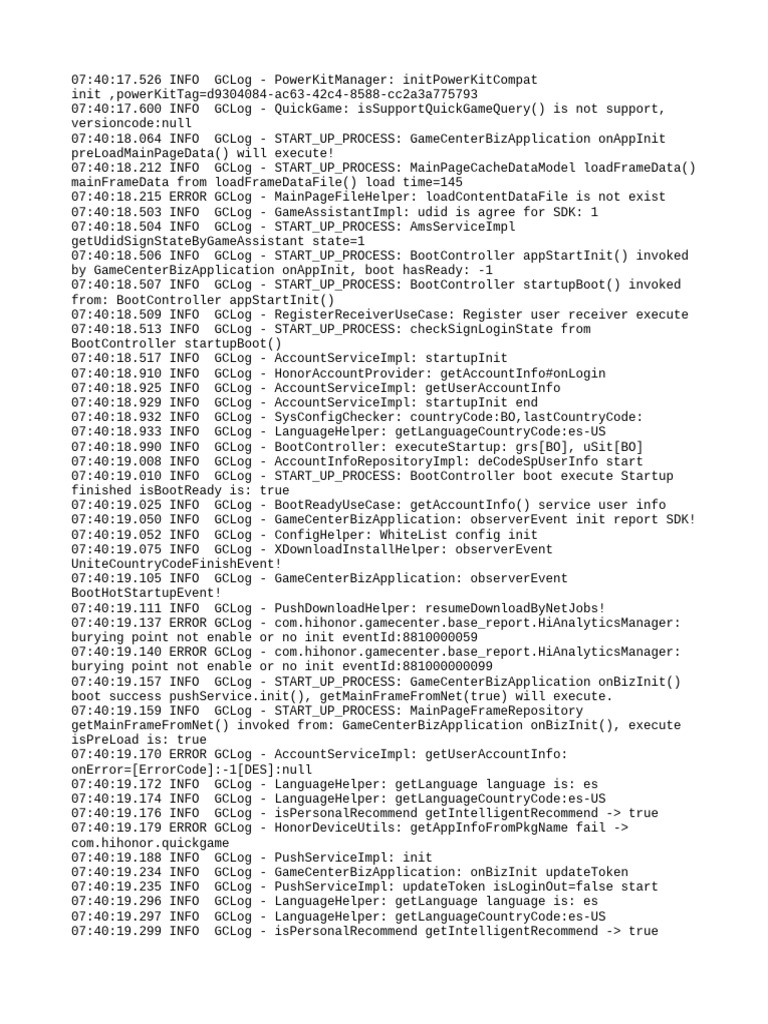 GameCenter Startup Process Log Analysis | PDF | Computing | Software
