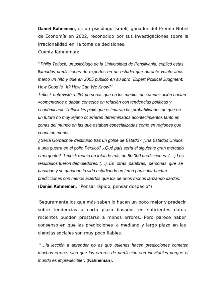 Predicciones Expertas: La Irreductible Incertidumbre | PDF