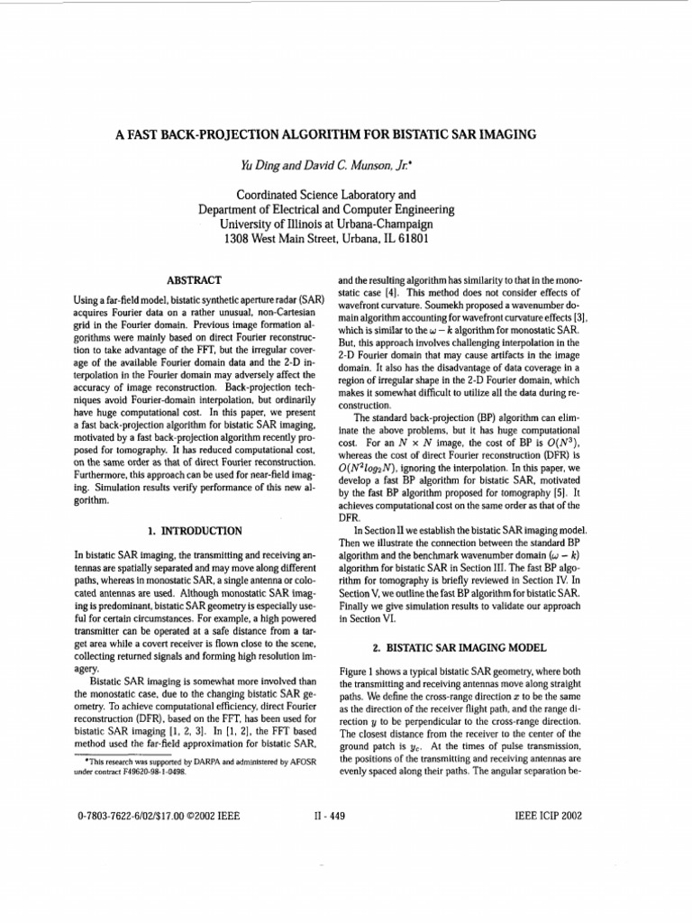 Fast Back-Projection for Bistatic SAR | PDF | Telecommunications ...