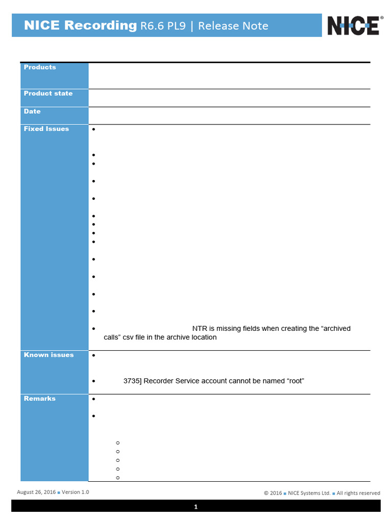 NICE Recording R6.6 PL9 Release Notes | PDF | Microsoft Windows ...