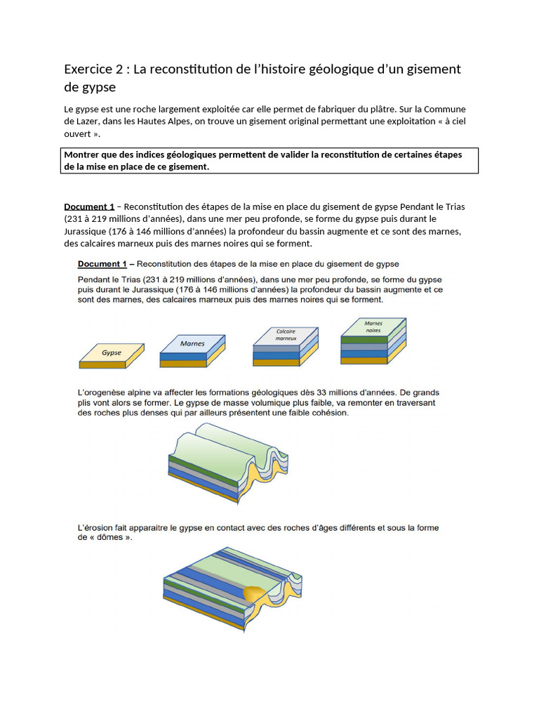 La Reconstitution de L Histoire Geologique D Un Gisement de Gypse | PDF