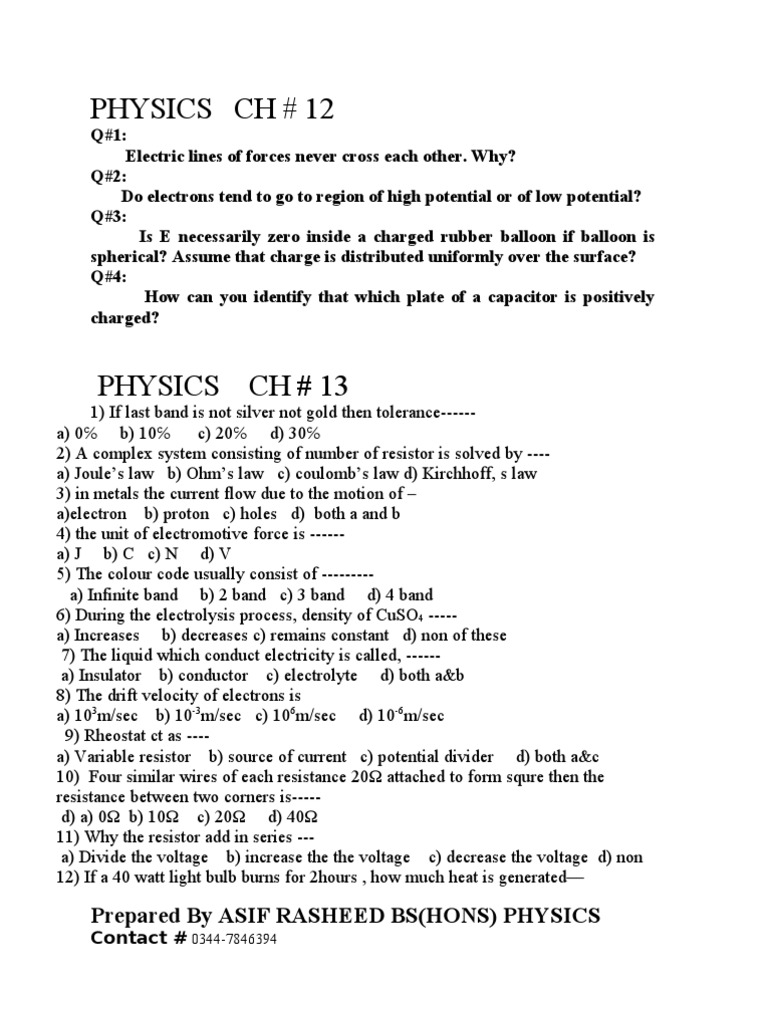 2nd Year Physics Chapter Notes | PDF | Electromagnetic Induction ...