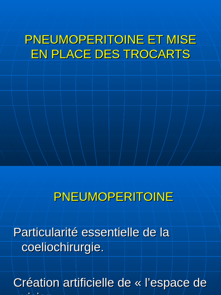 Pneumopéritoine et Trocarts en Coeliochirurgie | PDF
