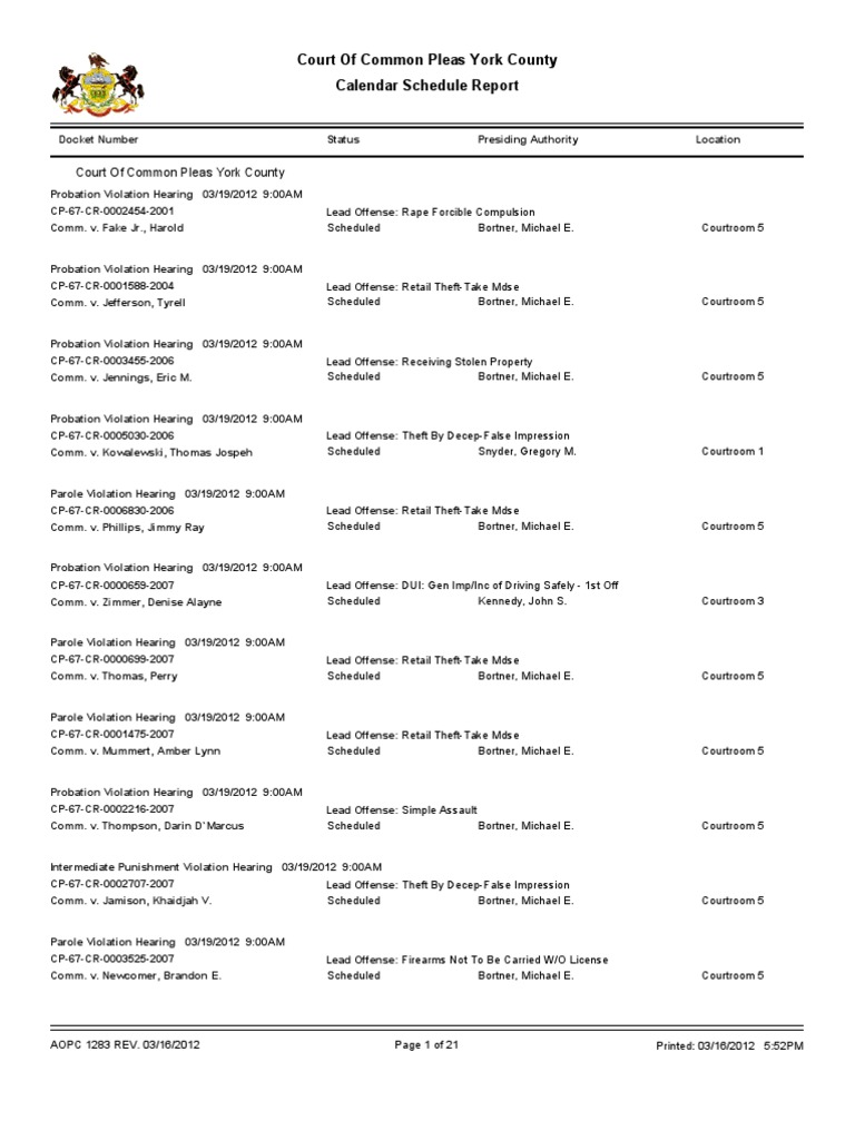 york-county-court-schedule-for-march-19-pdf-probation-driving-under-the-influence
