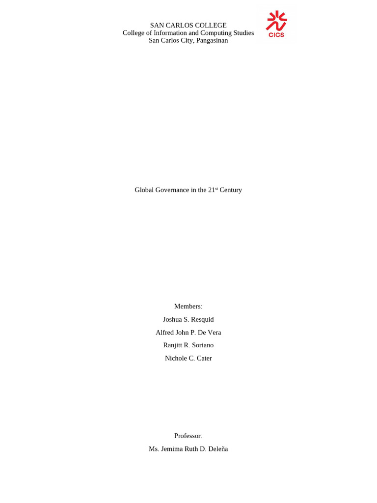 Global Governance in the 21st Century | PDF | Global Governance ...