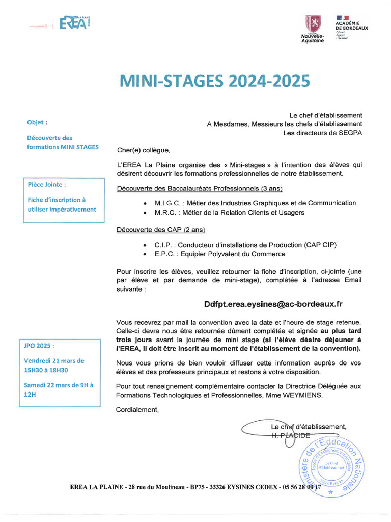 Mini-Stages 2024-2025 | PDF