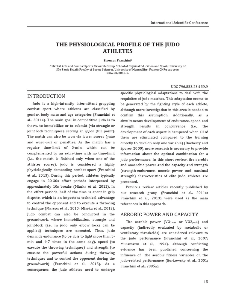 The Physiological Profile of The Judo | PDF | Physical Exercise ...