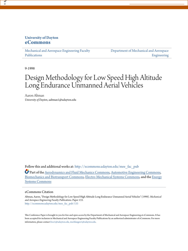 Design Methodology For Low Speed High Altitude Long Endurance Unmanned ...