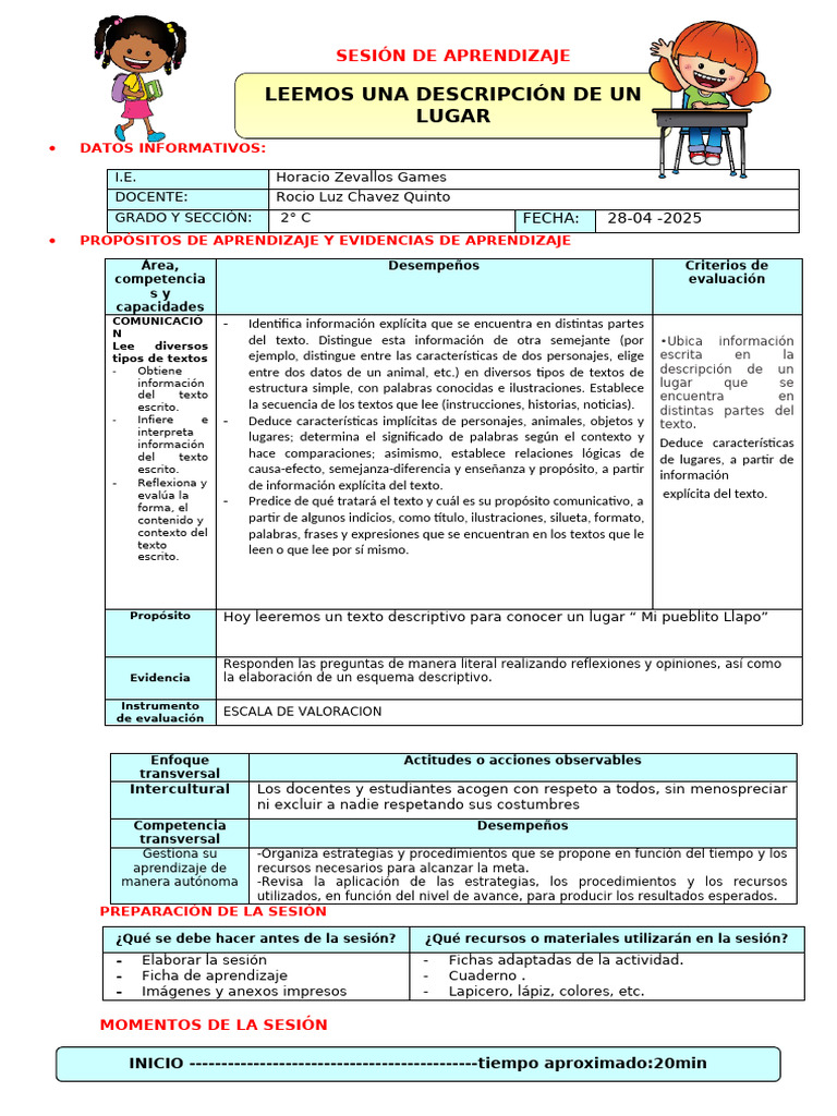 1º U1 s4 Sesion d1 Com Leemos Describimos | PDF | Aprendizaje | Información