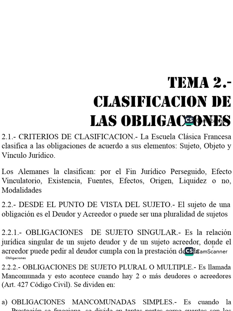 Tema 2 Derecho Civil III Obligaciones Impresión | PDF | Pagos | Justicia