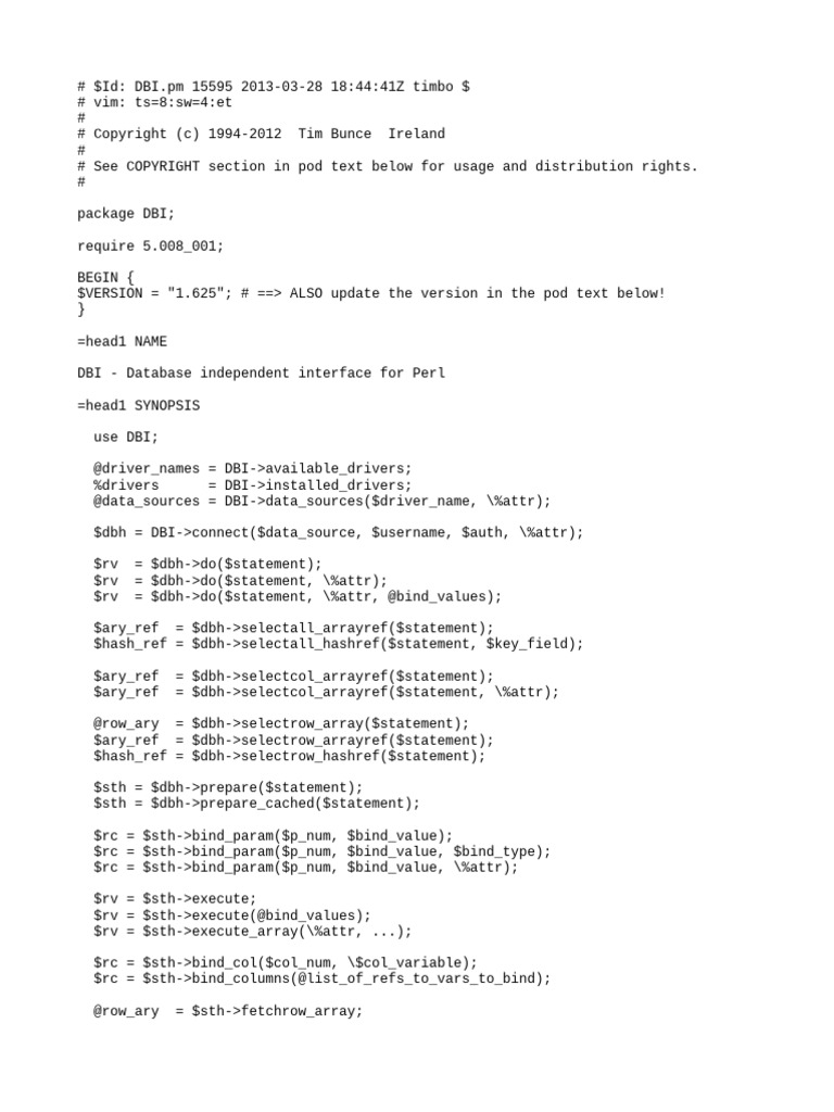 DBI | PDF | String (Computer Science) | Table (Database)