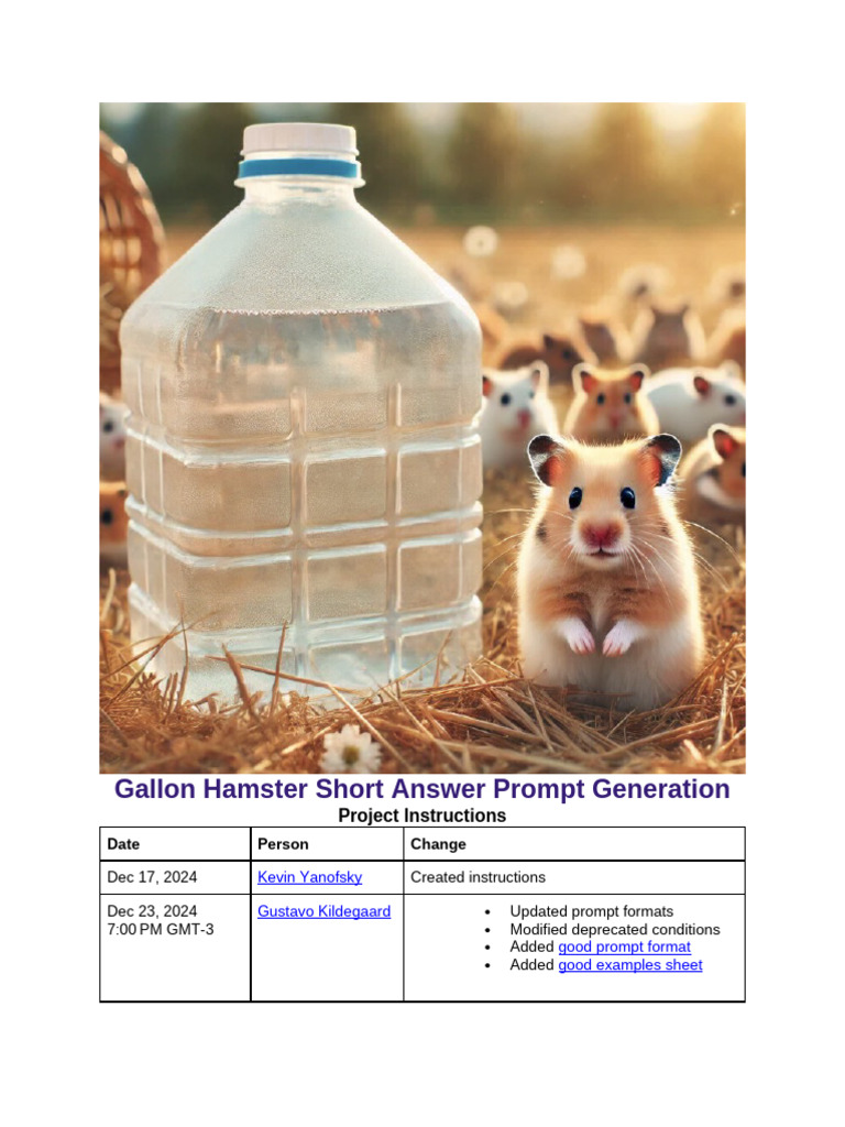 Gallon Hamster Short Answer Prompt Generation | PDF | Multiple Choice