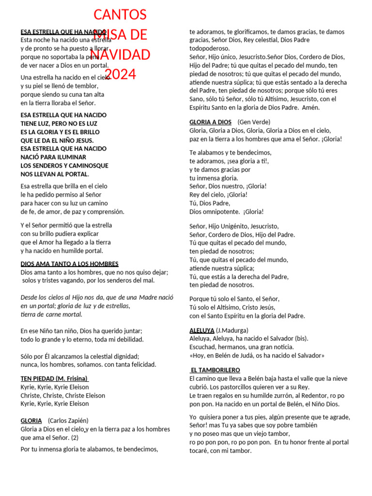 CANTOS DE NAVIDAD 2024 | PDF | María, madre de Jesús | Cristo (título)