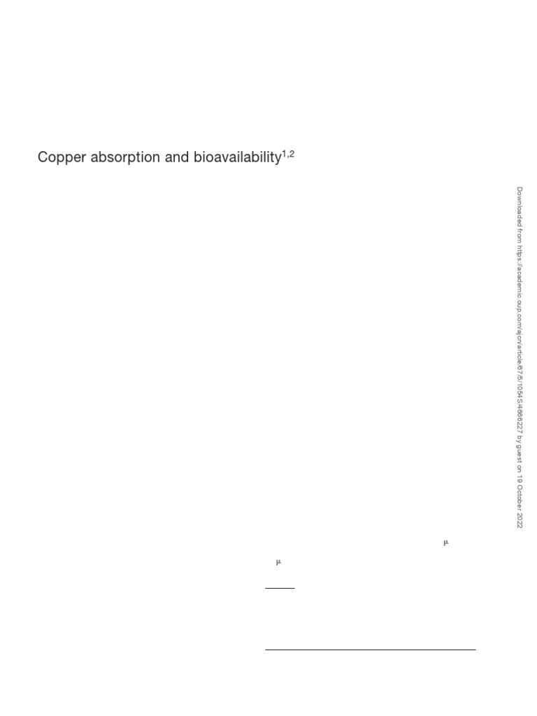 Copper Absorption and Bioavailability | PDF | Bioavailability | Small ...
