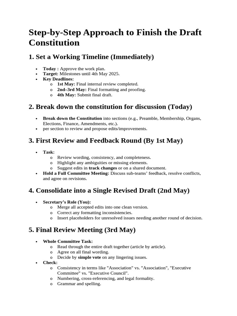 Draft Constitution Completion Guide | PDF