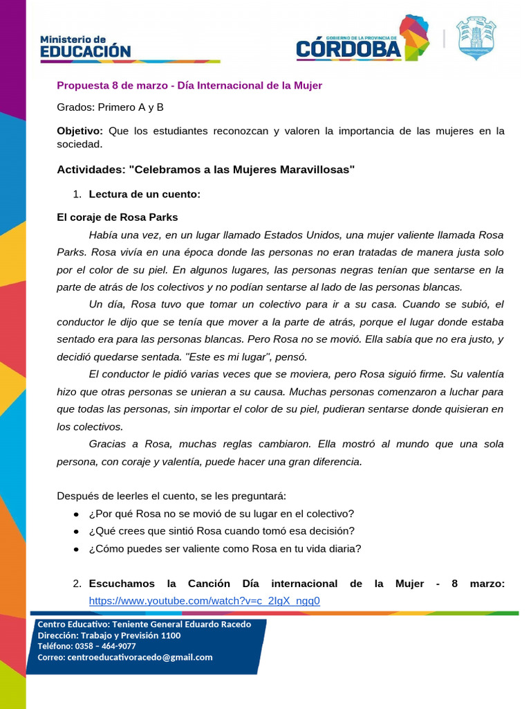 8 DE MARZO - Día Internacional de la Mujer | PDF