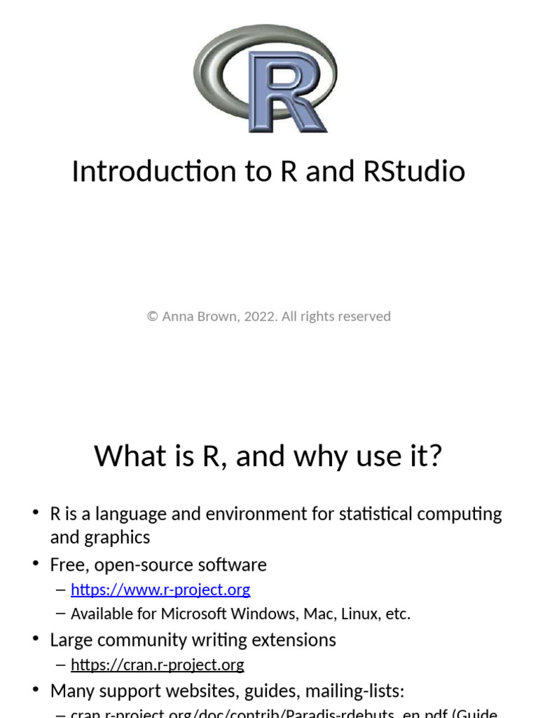 R and RStudio: A Beginner's Guide | PDF | Integrated Development ...