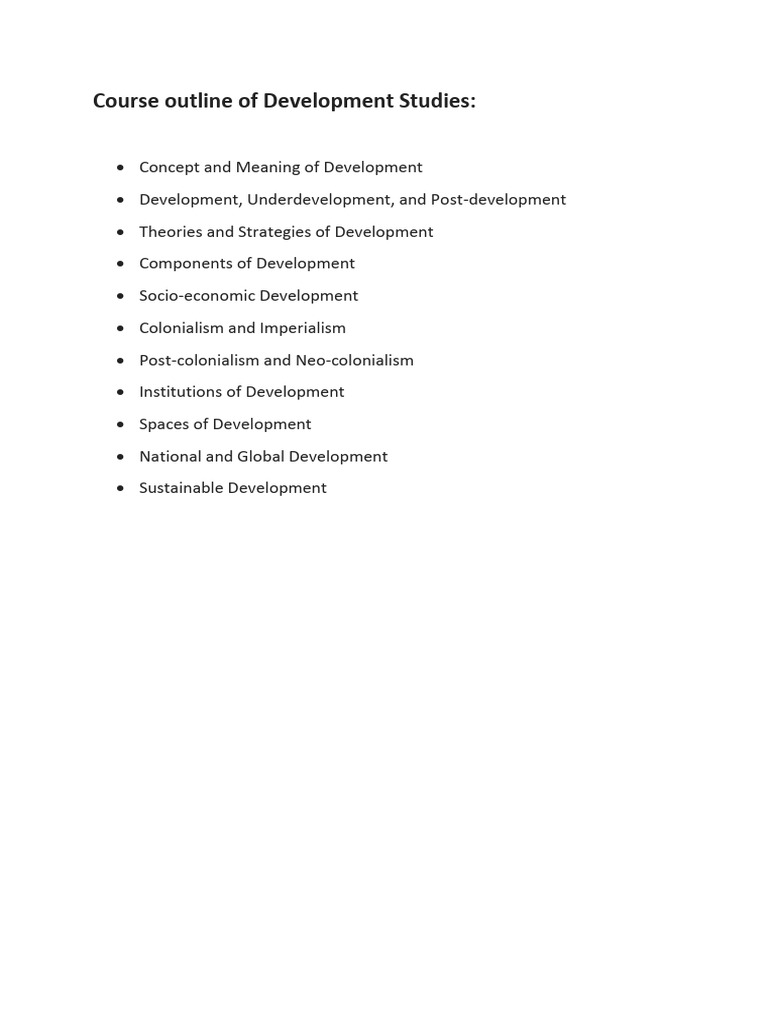 Development Studies Course Outline | PDF