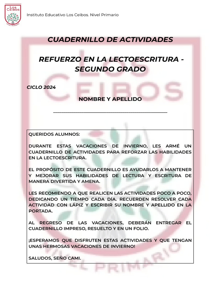 Cuadernillo de Actividades 2° Grado | PDF | Lingüística