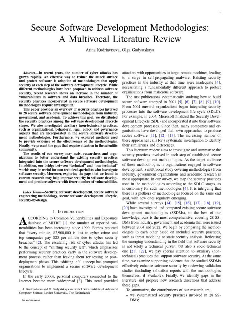 Overview of Secure Software Practices | PDF | Software Development ...