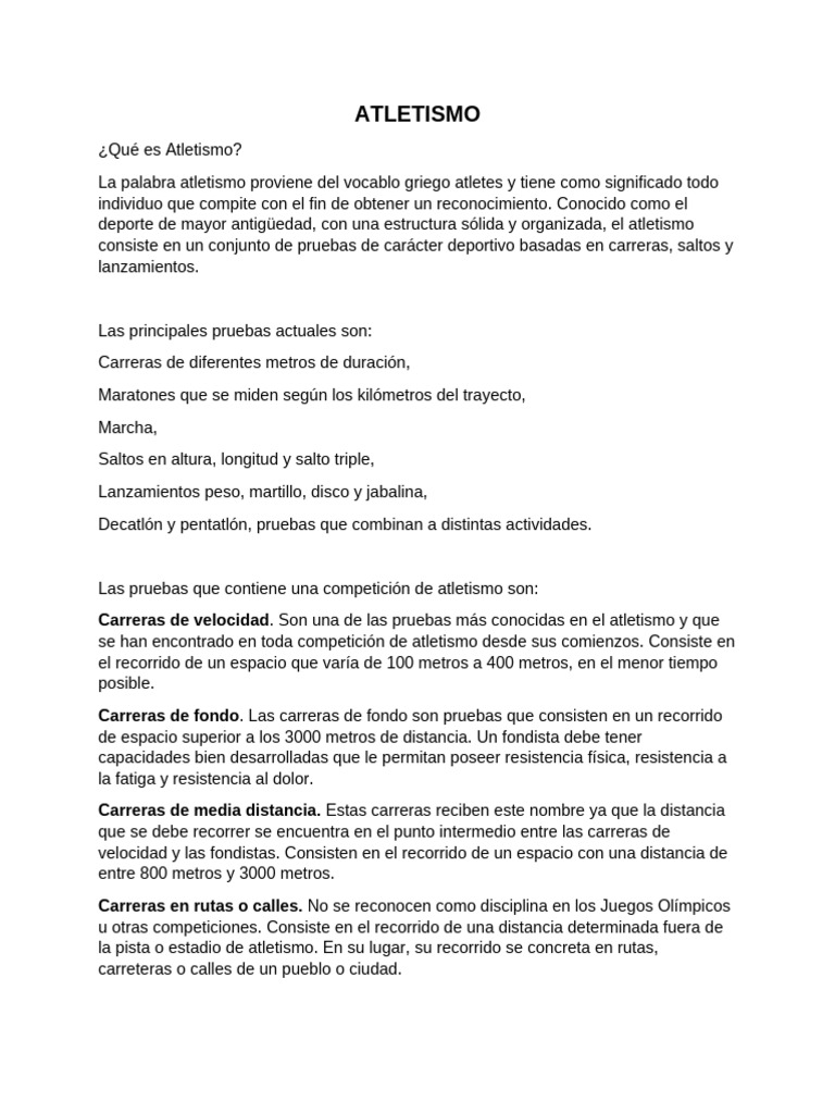 Guía Completa sobre Atletismo | PDF | Deporte del atletismo | Juegos ...