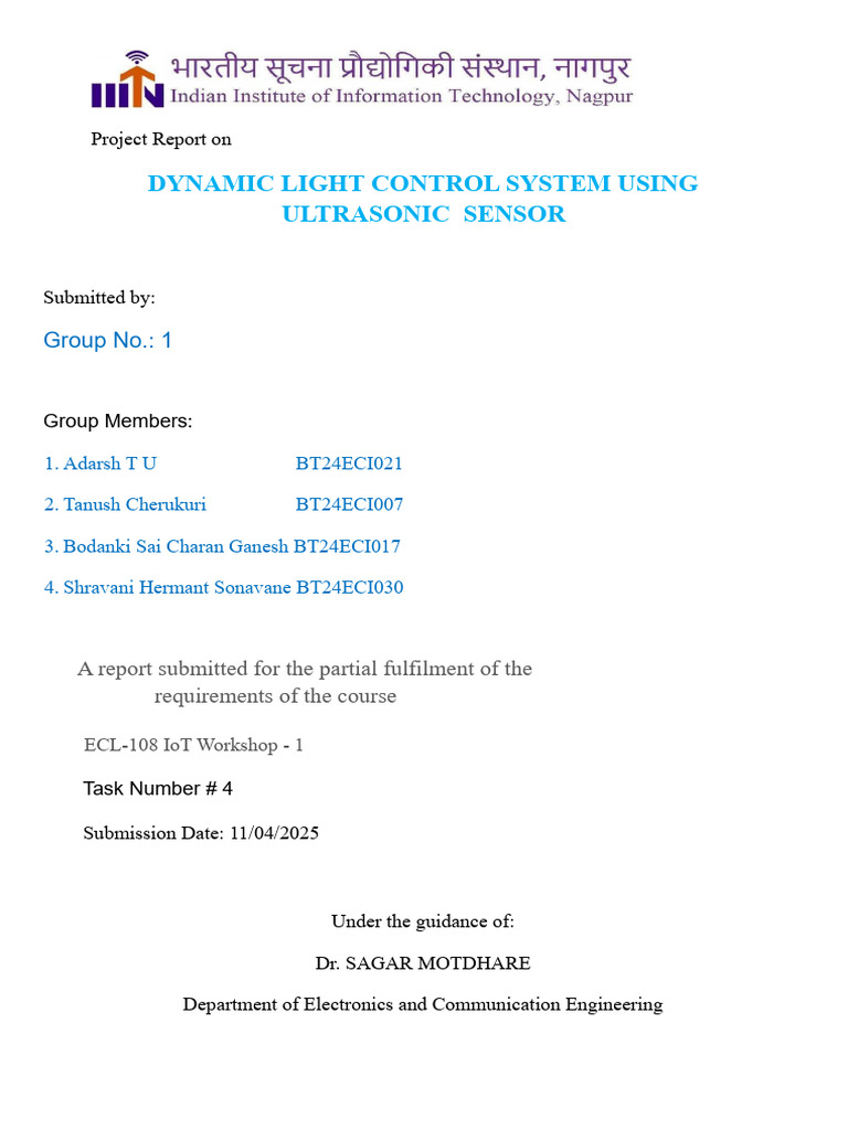 Dynamic Light Control with Ultrasonic Sensor | PDF | Light Emitting ...