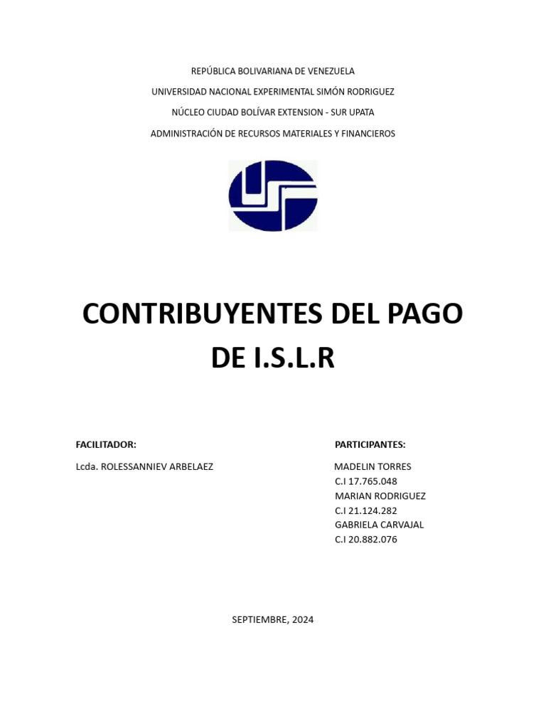 Contribuyentes y Tarifas del ISLR en Venezuela | PDF | Impuestos ...