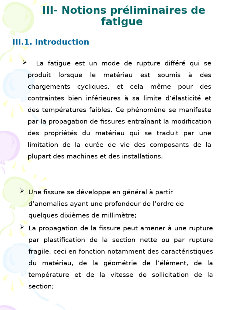 Chap 3-Notions de Fatigue-Master | PDF | Fatigue (matériau ...