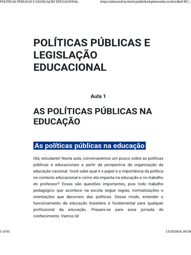 Políticas Educacionais no Brasil: Impactos e Legislação | PDF ...